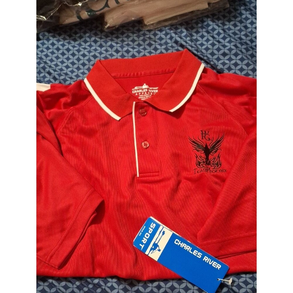 Charles River Apparel Red Polo with White Trim and Team Phoenix Logo